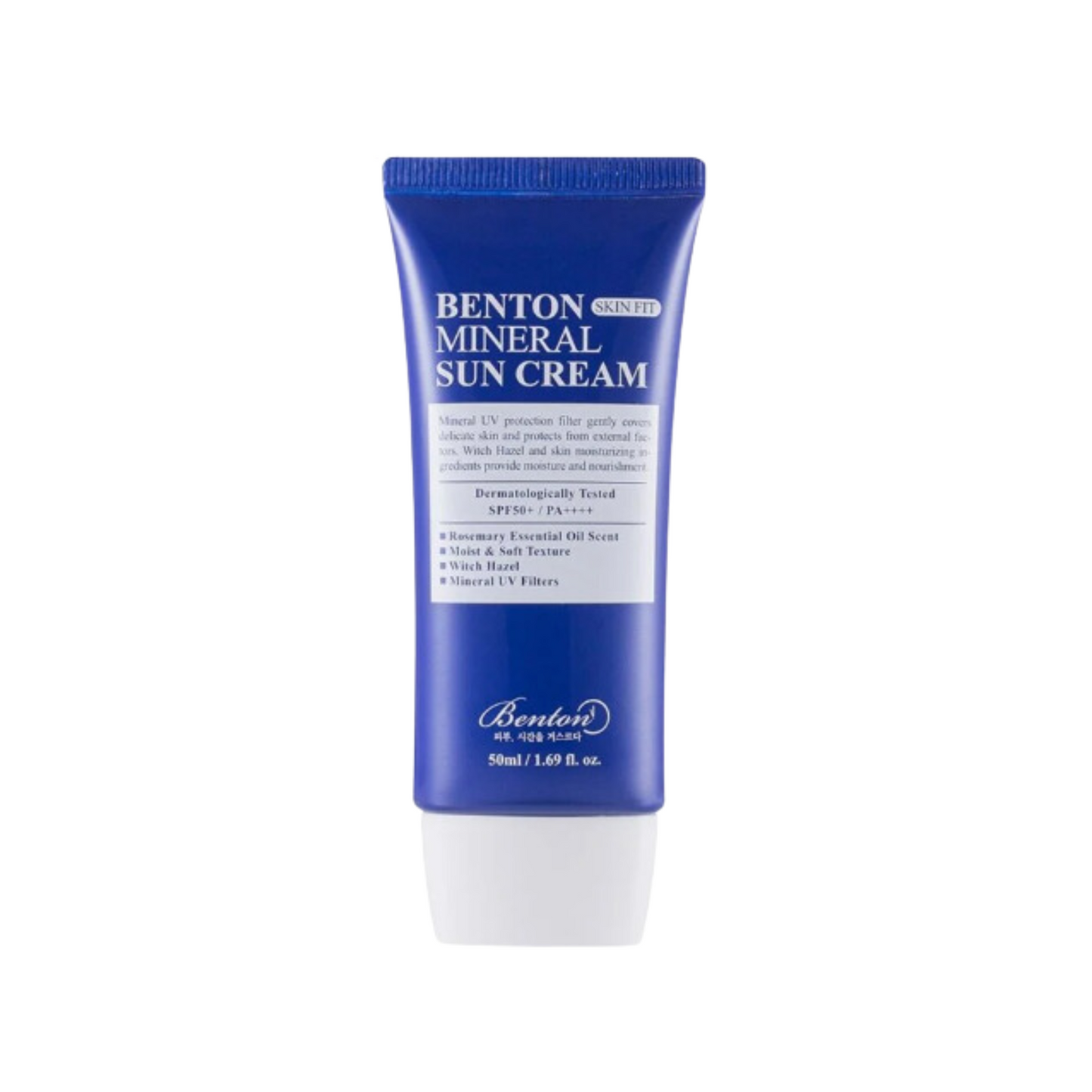 Lightweight and moisturizing, mineral sun protection SPF 50 PA++++ for sensitive skin, with a refreshing aroma of rosemary.